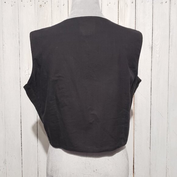 80s 90s VTG Women's Vest L Joujou Black Beaded Boho Earthy Gothic Folk Indie Mod - Picture 4 of 6